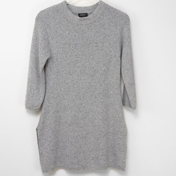 Pure Amici 100% Cashmere Sweater Nub Fleck Tunic Pullover Grey Black Size Small - Picture 1 of 5